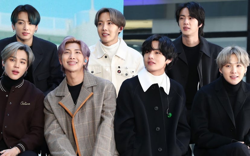 BTS boy band taking a group photo