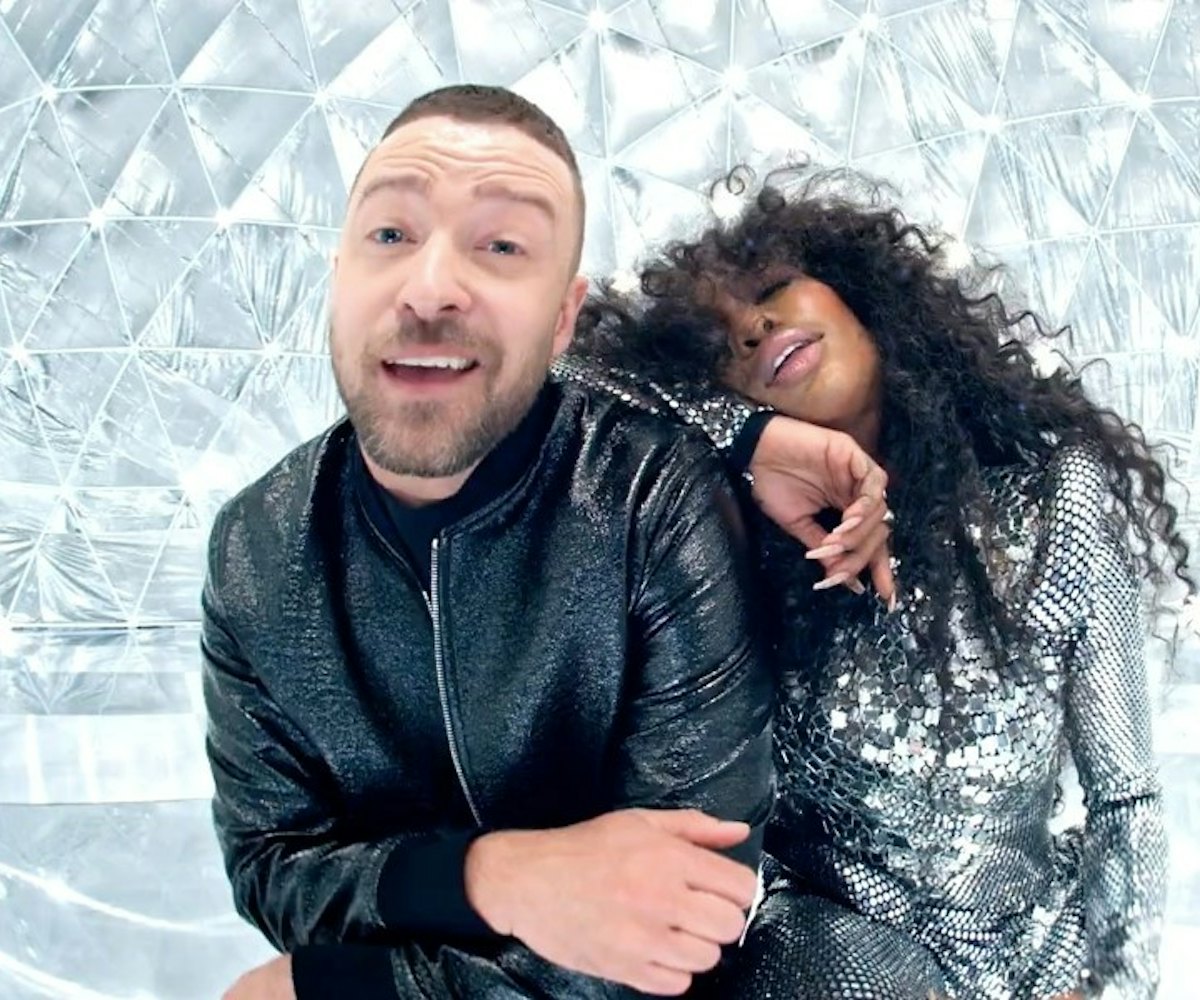 SZA & Justin Timberlake dancing in front of a disco ball for "The other side" video