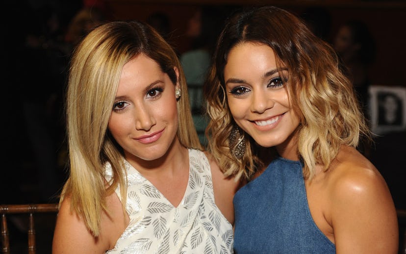 Actress Ashley Tisdale and honoree Vanessa Hudgens (R) in the audience at the 2014 Young Hollywood A...