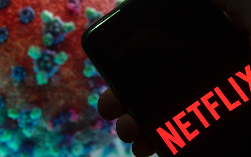 In this photo illustration the American global on-demand Internet streaming media provider Netflix l...