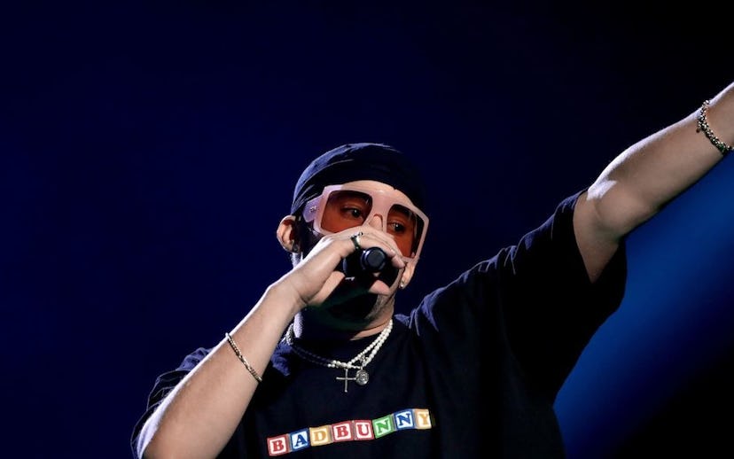 Bad Bunny performs onstage during the 2020 Spotify Awards at the Auditorio Nacional on March 05, 202...