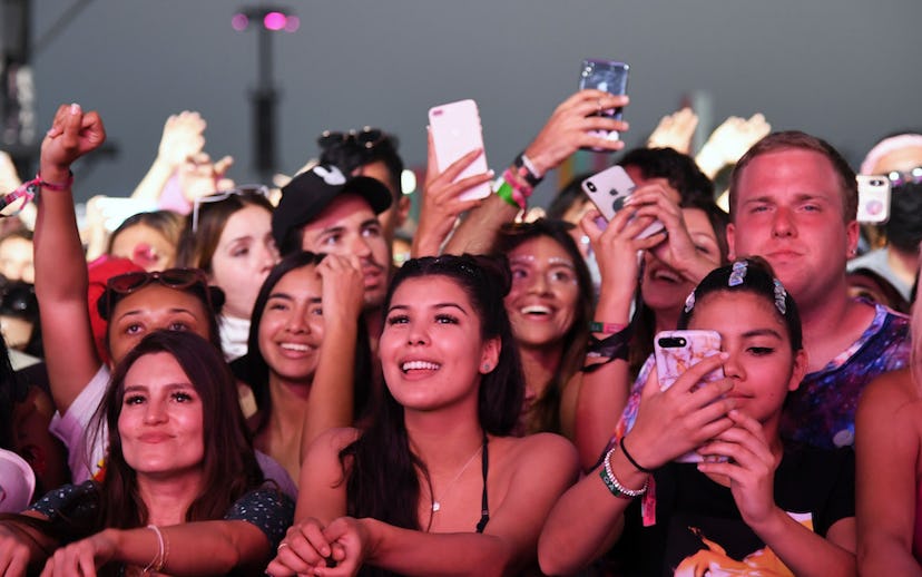 Festivalgoers watch Zedd perform at Coachella Stage during the 2019 Coachella Valley Music And Arts ...