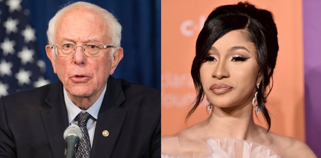 Cardi B And Bernie Sanders Go Live To Talk Nails, Politics