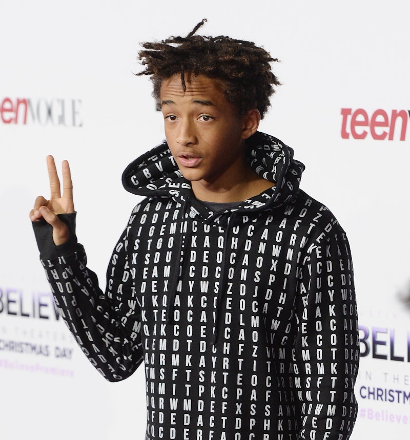 Jaden Smith shows off his quirky sense of style in a patterned jacket
