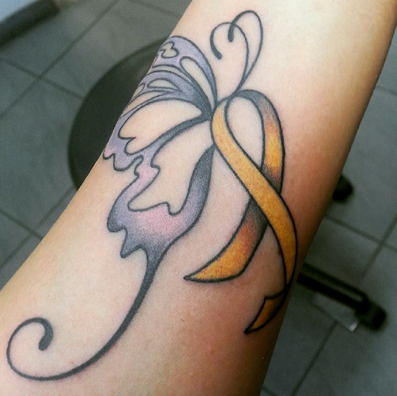 85 Beautiful Cancer Ribbon Tattoos And Their Meaning  AuthorityTattoo