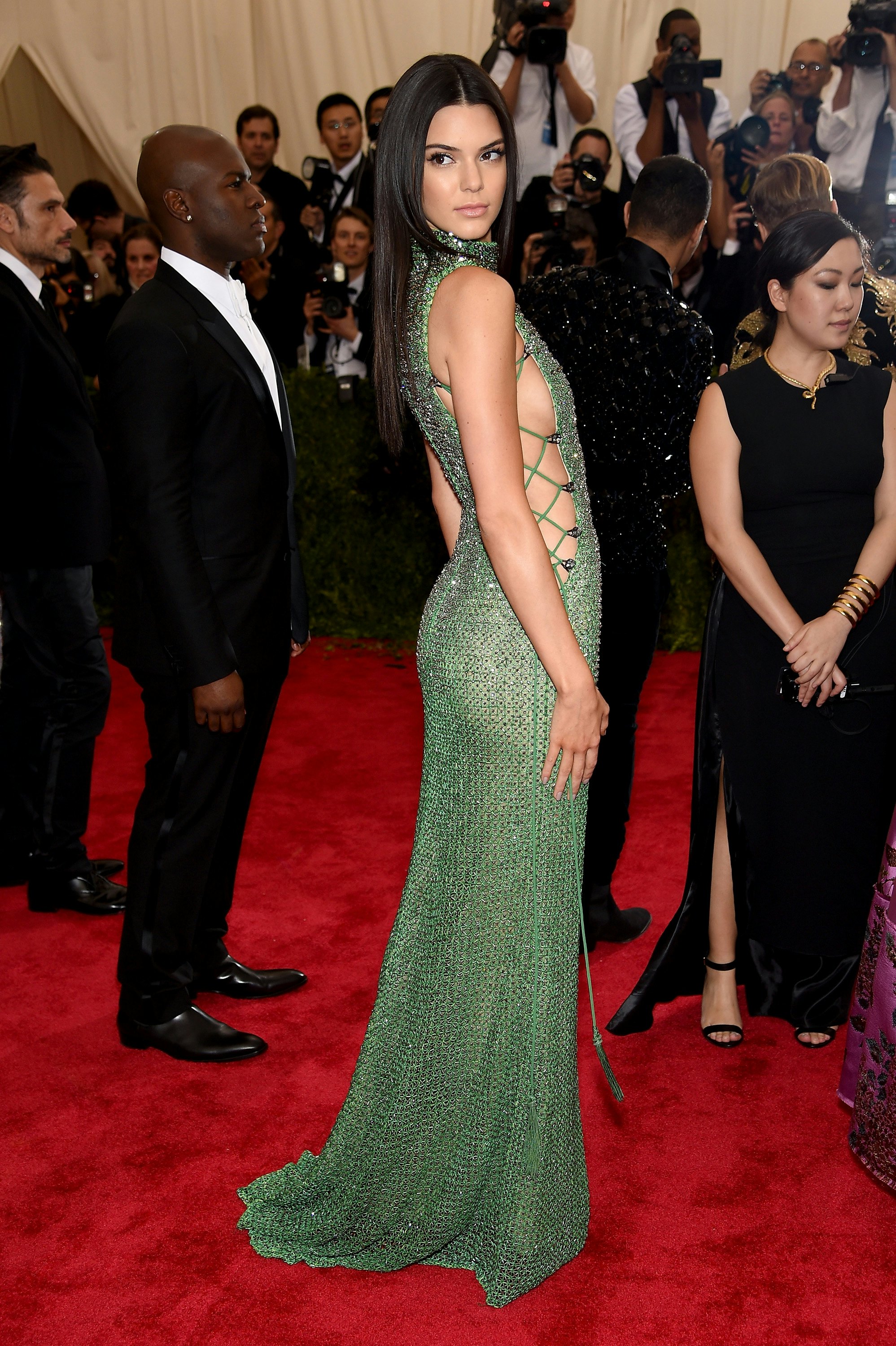 kendall jenner green dress calvin klein