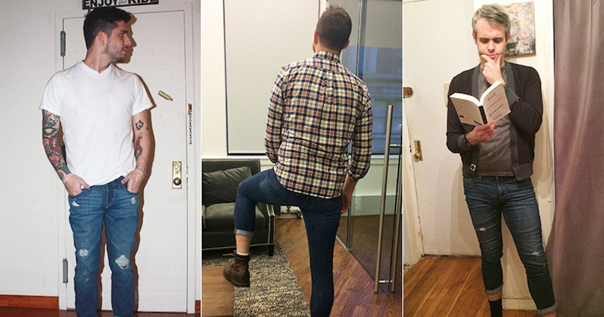 Actual Boyfriends Try On Boyfriend Jeans Learn To Appreciate The Luxury Of Their Normal Sized Pockets