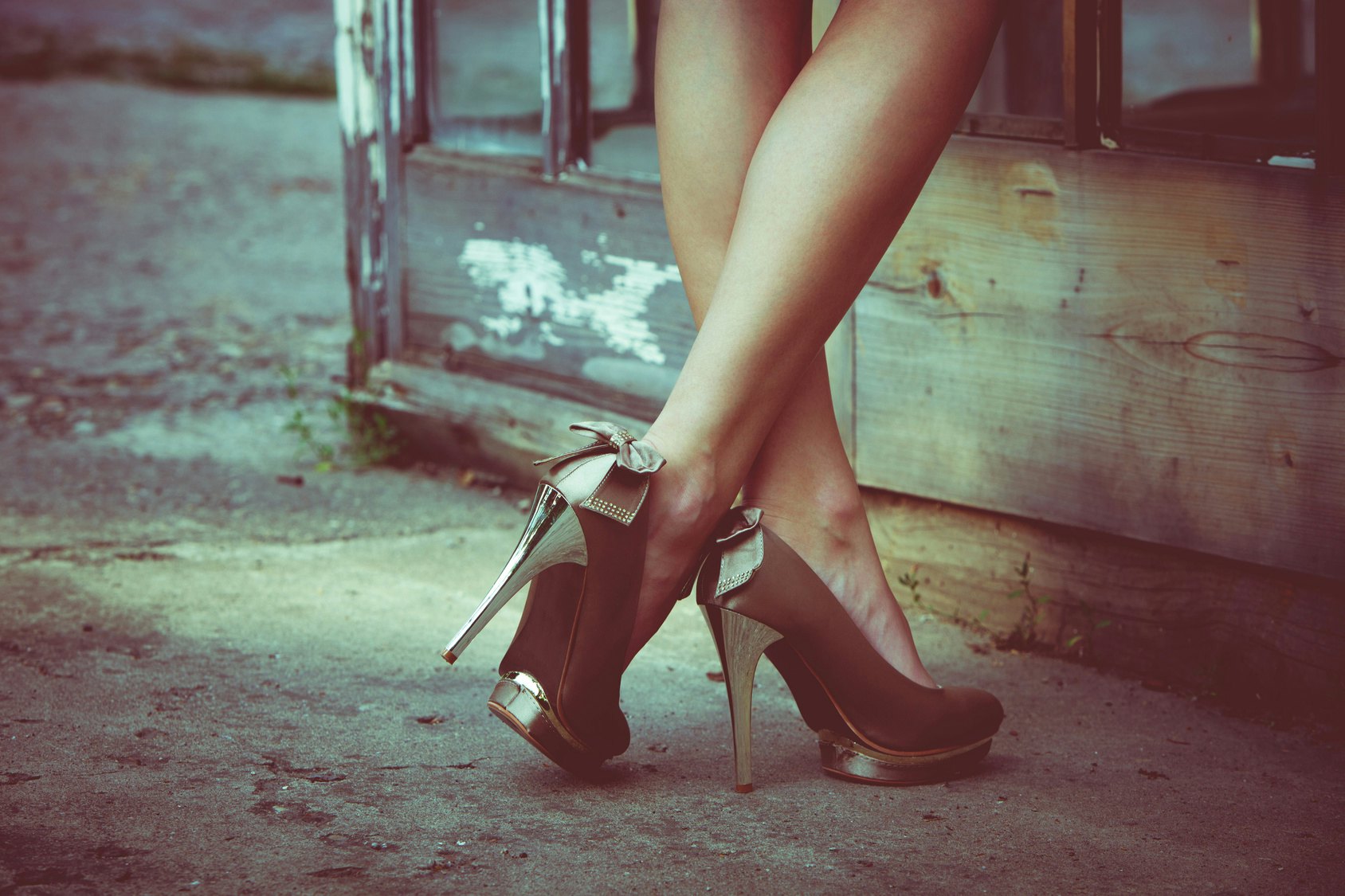 ladies wearing high heel shoes