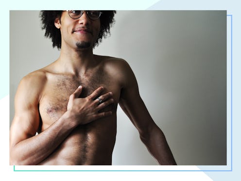 Justin Robert Thomas Smith shirtless posing for Bustle's Body Project.