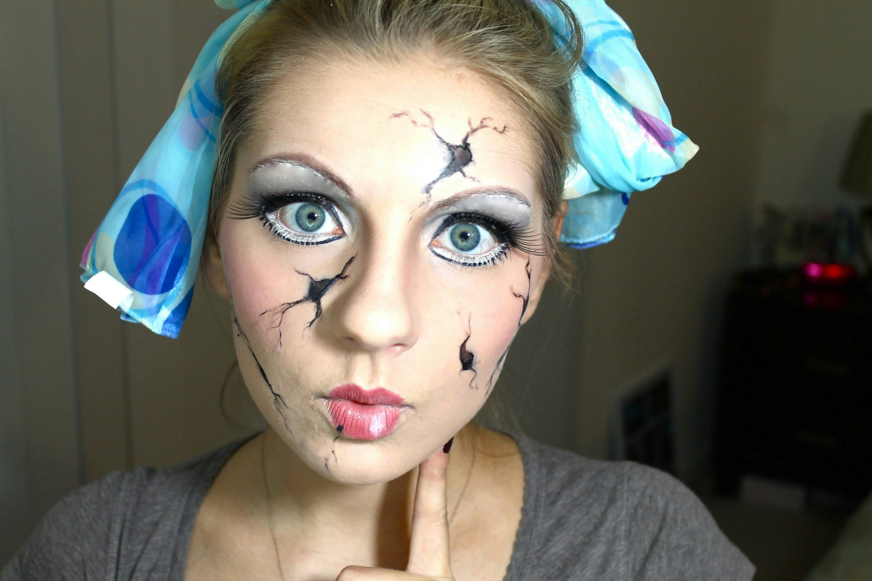 8 Cracked Doll Halloween Makeup Tutorials For A Cute Creepy