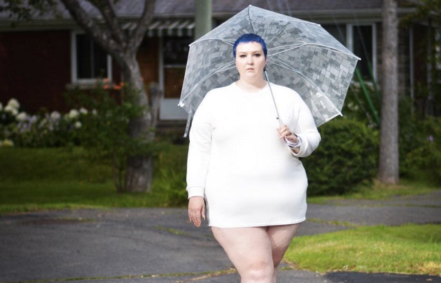 fat woman in short dress