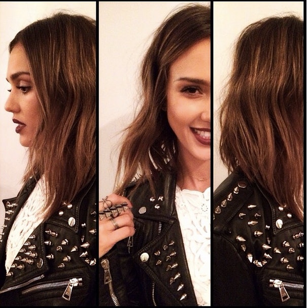 Jessica Albas Shoulder Sweeping Long Bob Hairstyle  Hairstyles Weekly