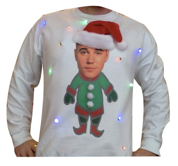 Justin bieber 2025 ugly christmas sweater