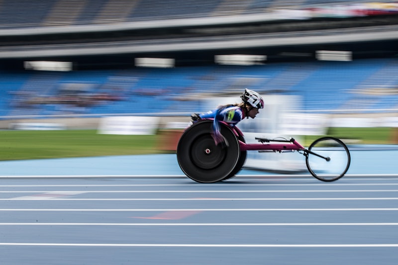 A wheelchair racer on the Paralympics
