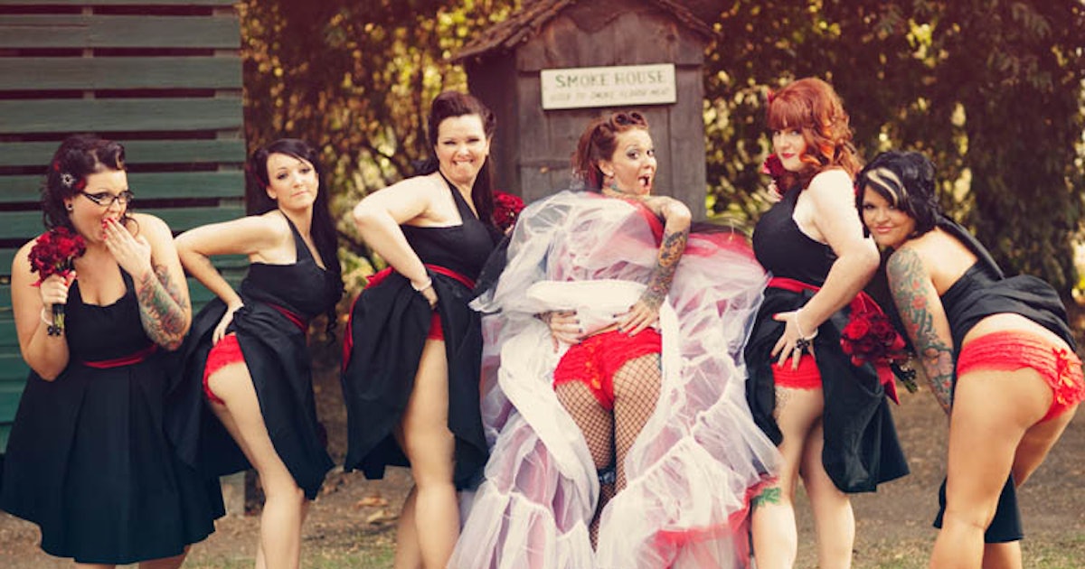 Bridesmaids in lingerie Brides And Bridesmaids Pulling Up Their Dresses To Show Off Their Butts Is The Latest And Most Baffling Wedding Photography Trend Update