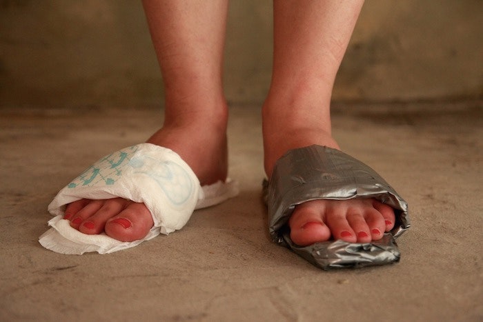 orange jail slippers