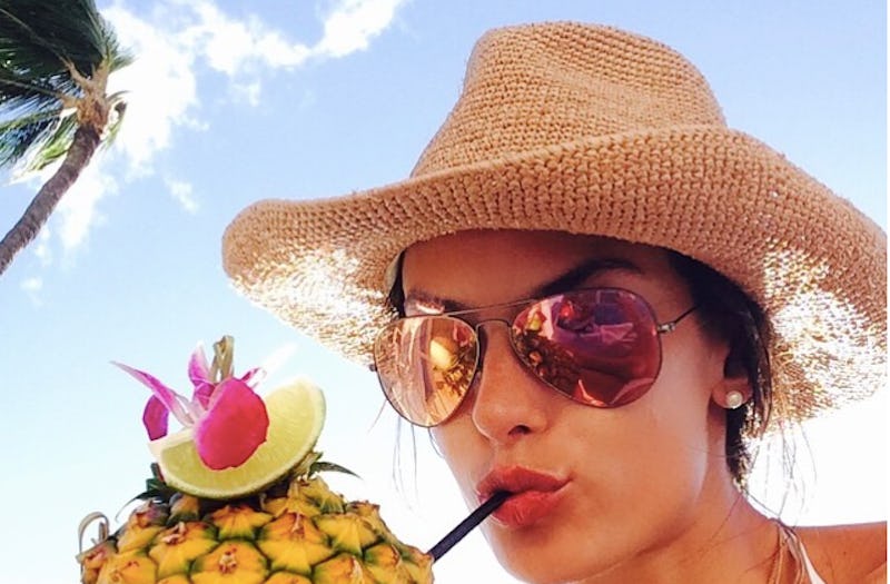 Hat and top sunglasses combination