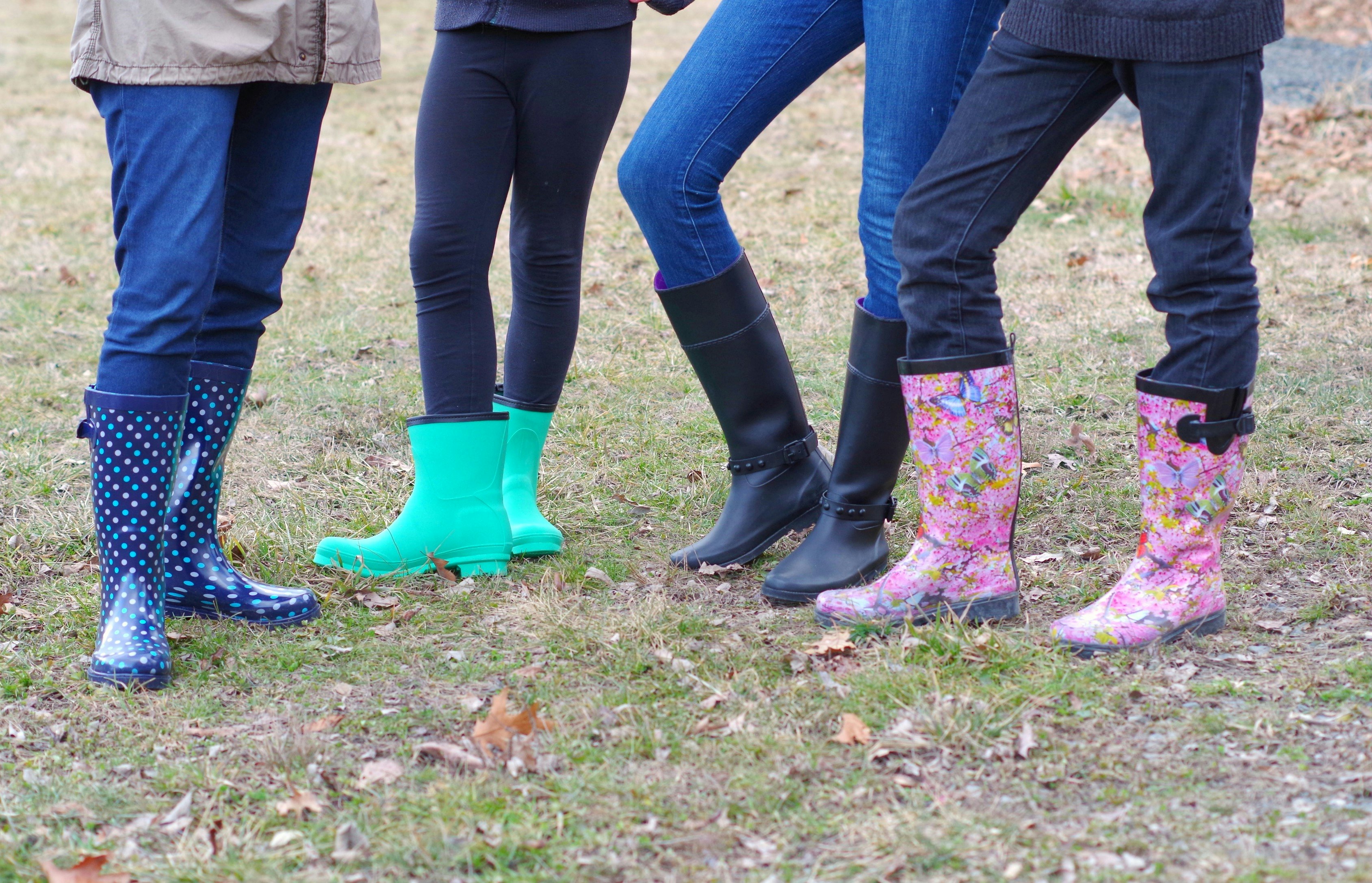 women in rain boots