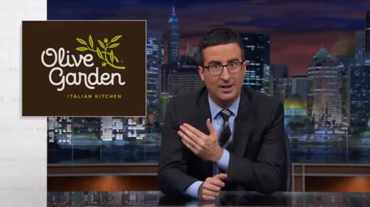 Watch John Oliver Reduce Olive Garden To An "Unappealing, Barely Edible" Mess — VIDEO