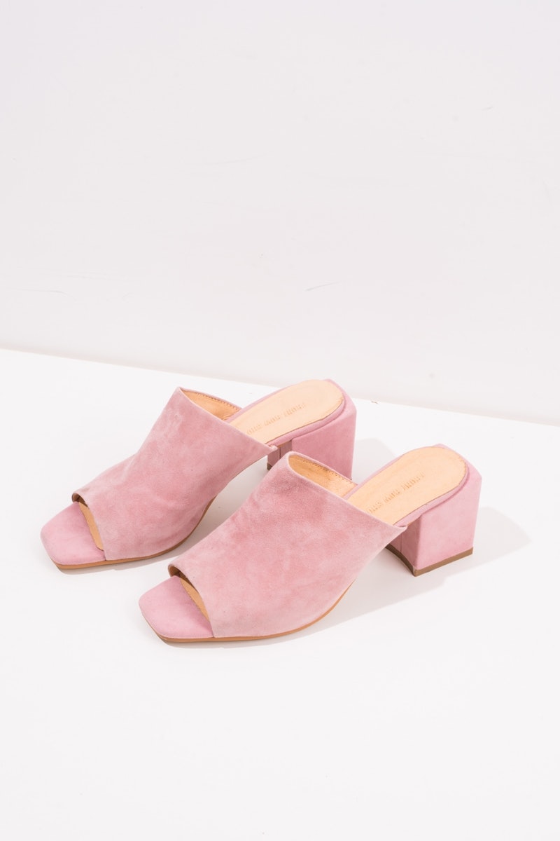 pink mule shoes