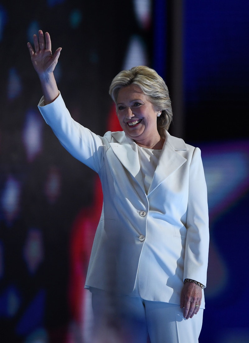 Hillary Clintons White Suit At The Dnc Is Presidential Perfection — Photos 