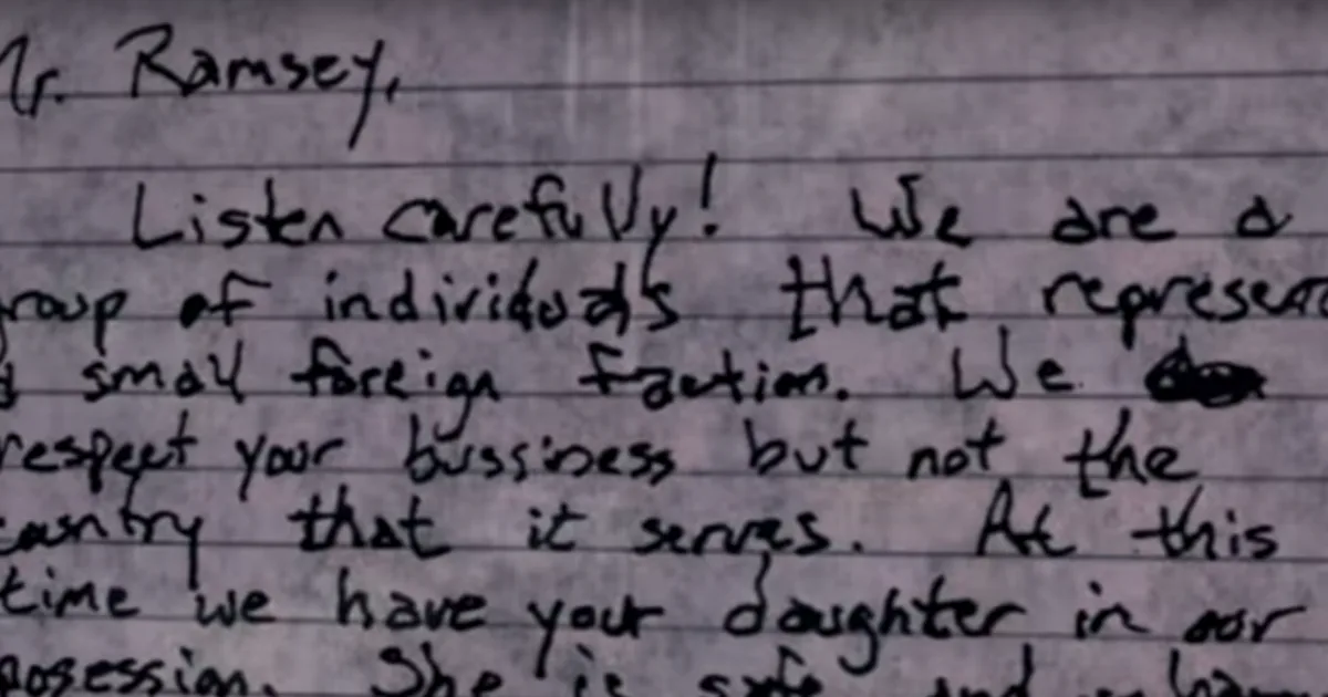 Ramsey Practice Ransom Note Who Wrote The JonBenet Ramsey Ransom Note? It's Long Been A Mystery