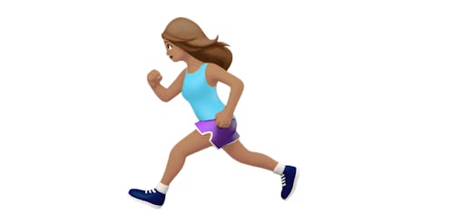 An emoji of a girl running in a training suit