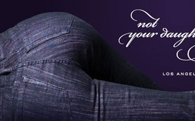 The ad for Not Your Daughter's Jeans featuring only the legs of a model from behind wearing jeans