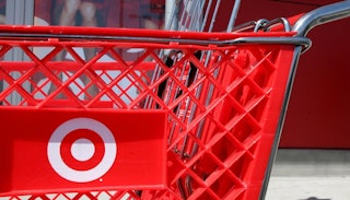 A red shopping cart from Target.