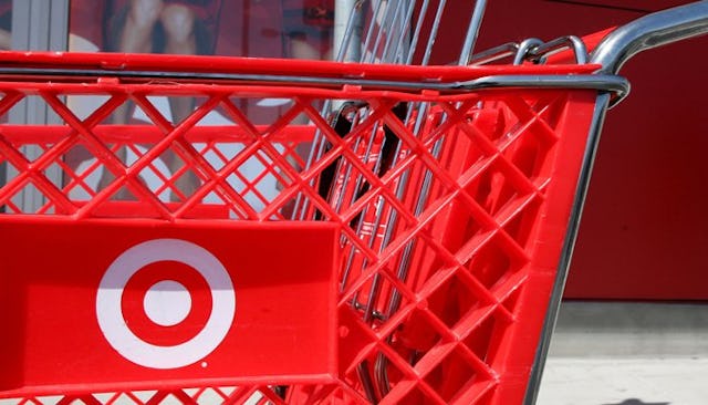 A red shopping cart from Target.