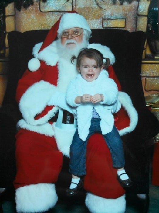 crying girl with santa