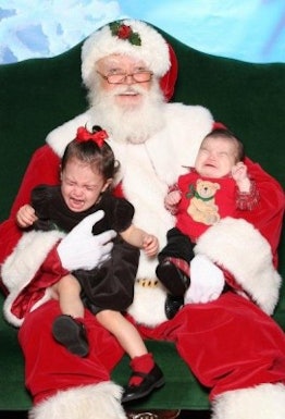 crying babies with santa
