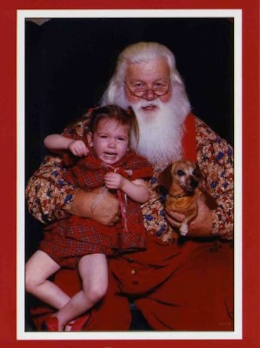crying girl with santa