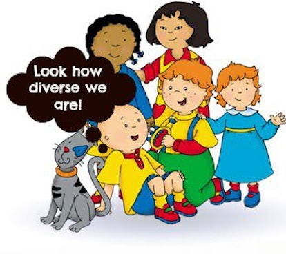 Caillou hanging out with his group of friends 