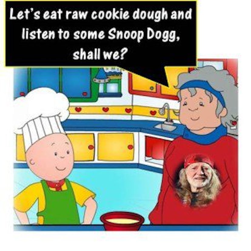 Caillou with his grandma in the kitchen 