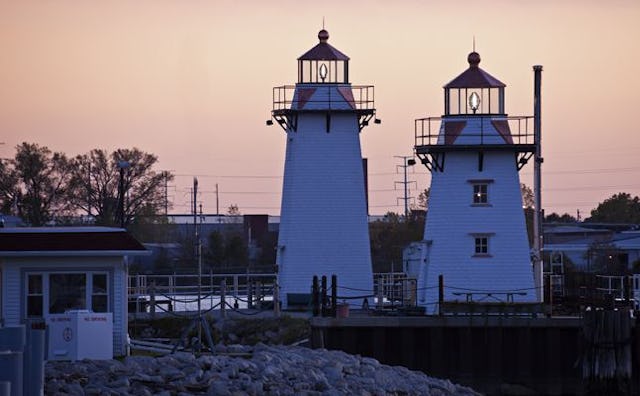 Two lighthouses in Green Bay, Wisconsin