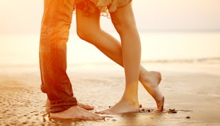 Man and woman standing in a shallow on a date