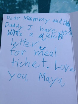 Letter for a Meal Ticket