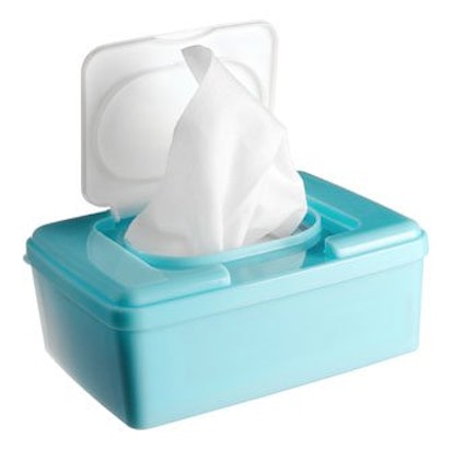 Baby wipes as one of the 5 best modern inventions for mothers in a blue box