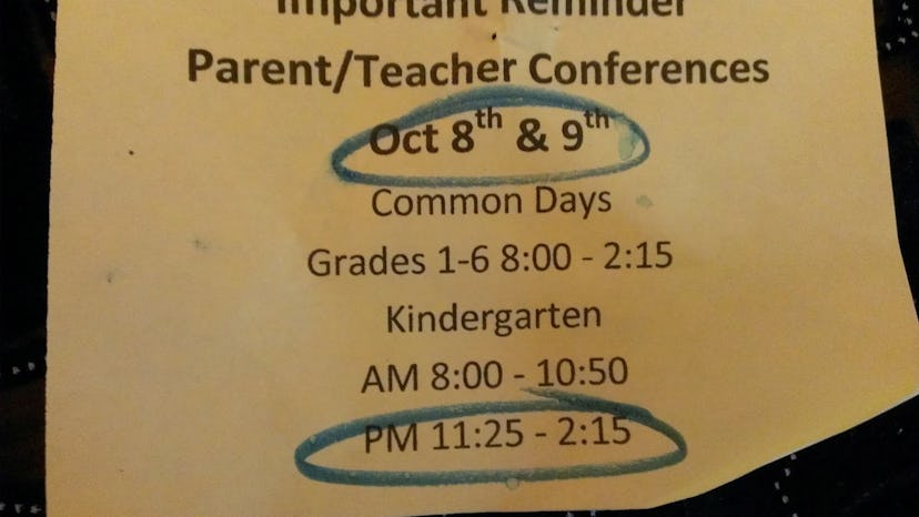 Reminder for parent/teacher conferences on Oct 8th & 9th