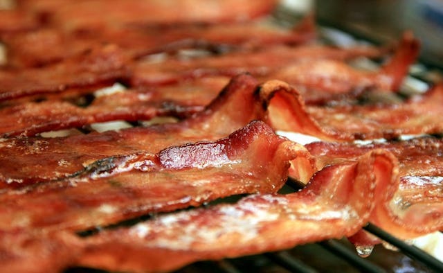 Slices of freshly made bacon