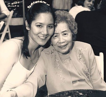 Jennifer Li Schotz and her grandma smiling and posing for a photo
