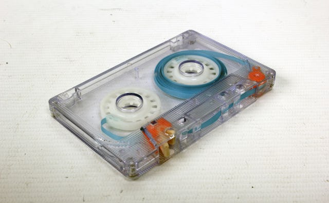 An audiocassette with 80s and 90s music on it 