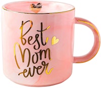 Vilight Best Mom Ever Pink Marble Ceramic Coffee Cup