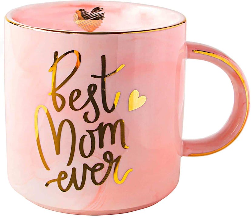 Vilight Best Mom Ever Pink Marble Ceramic Coffee Cup