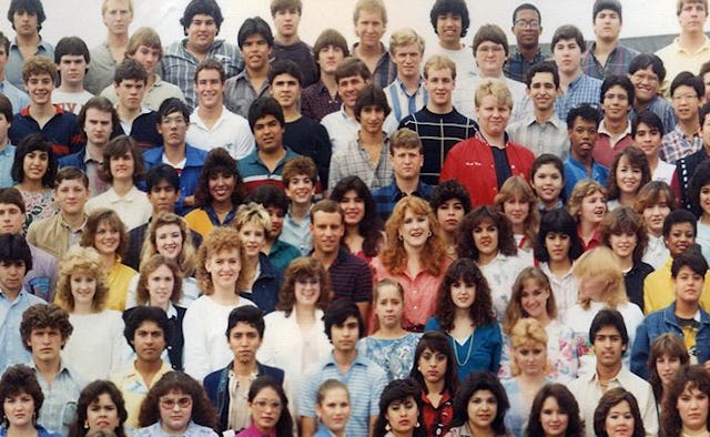 A high school class photograph taken 30 years ago.