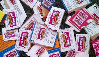 A bunch of Box Tops packages stacked up in one place