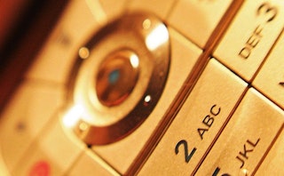 A close-up of a mobile phones buttons