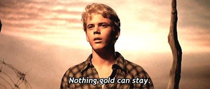 Christopher Thomas Howell saying his "nothing gold can stay" line in "The Outsiders"