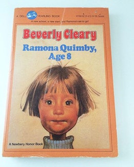 The cover of the children's book 'Ramona Quimby, Age 8' by Beverly Cleary 